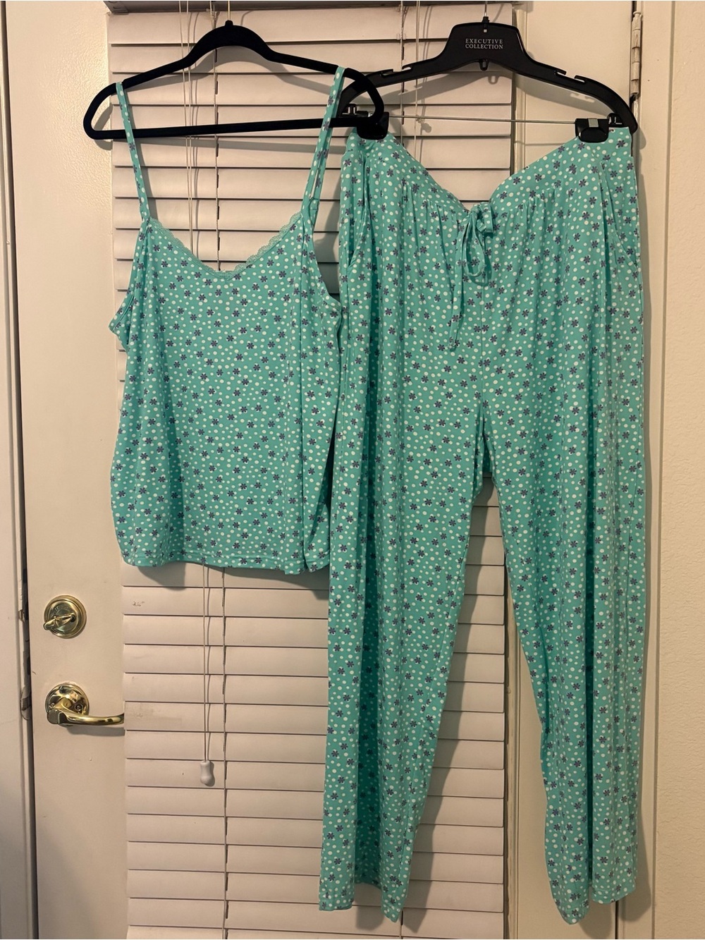 MUK LUKS Women’s Plus Size 1X Aqua Floral 2-Piece Pajama Lounge Set Cami Pants